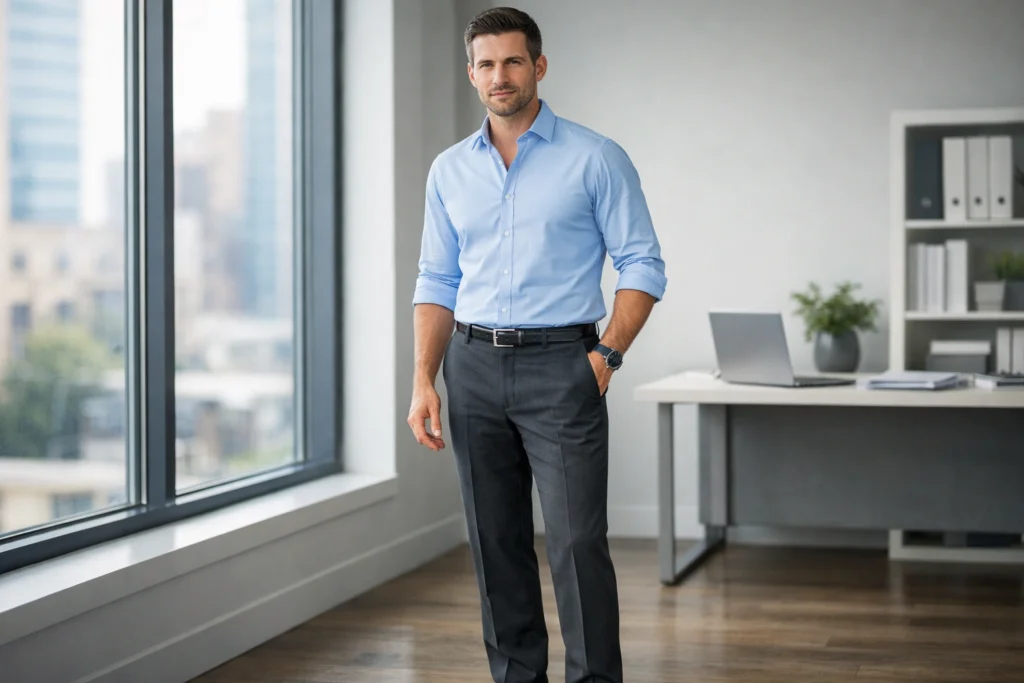 Button-Down Shirt with Dress Trousers