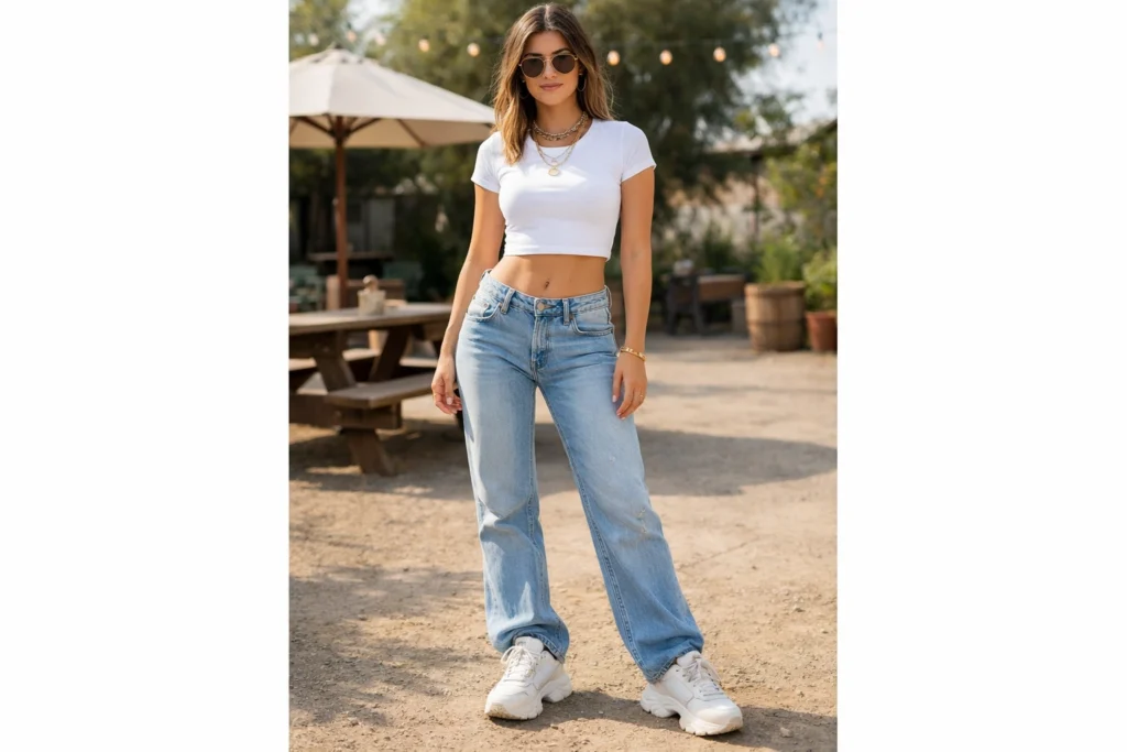 Low-Rise Denim with Fitted Top