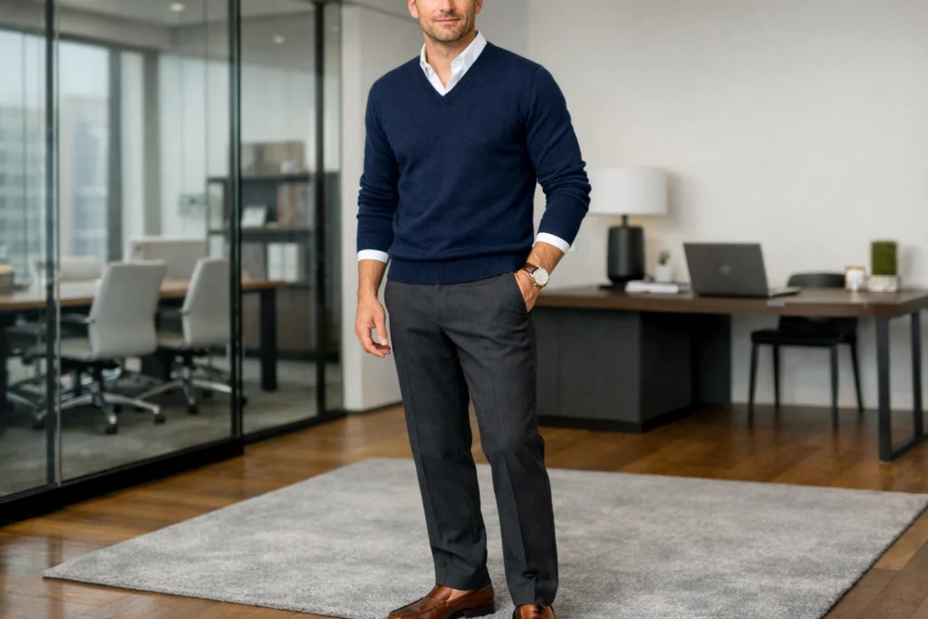 Merino Sweater and Tailored Trousers