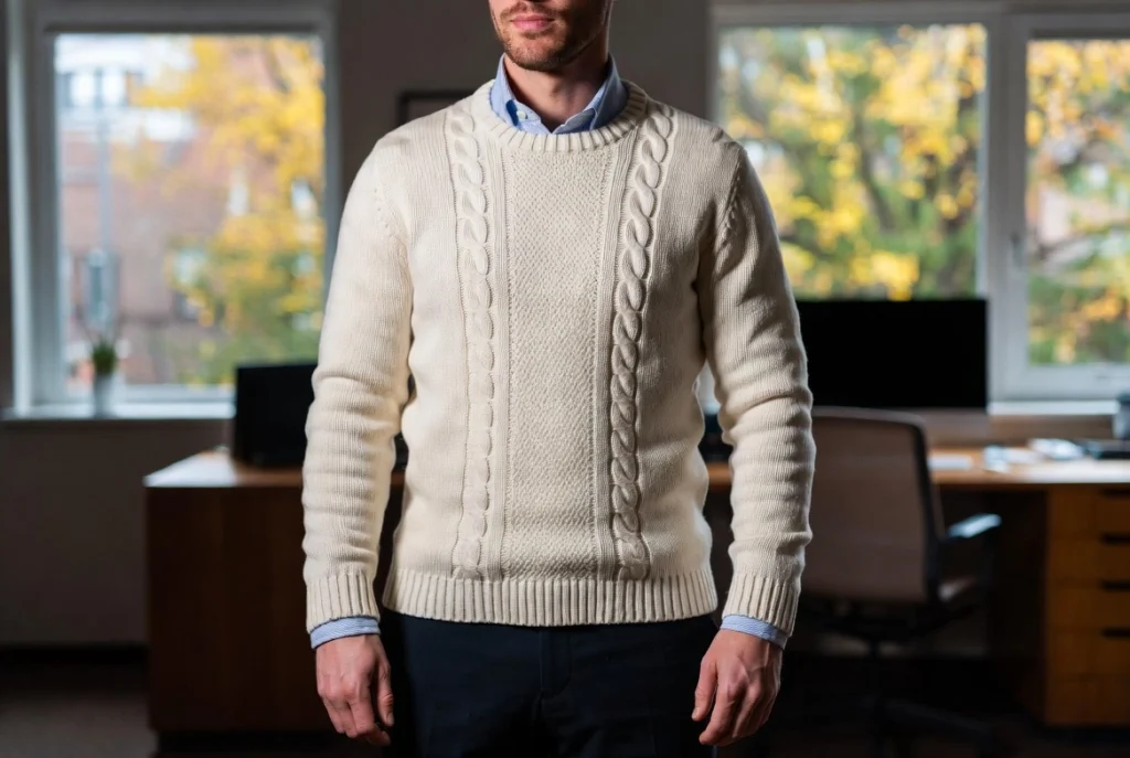 Textured Knit Over Collared Shirt