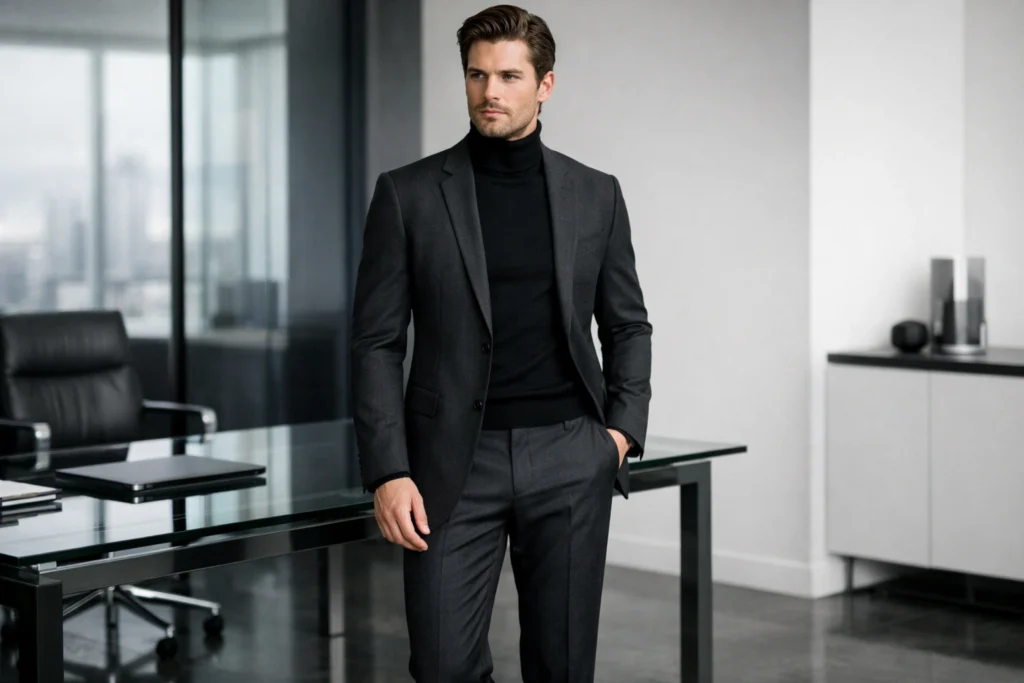 The Turtleneck and Blazer Combination