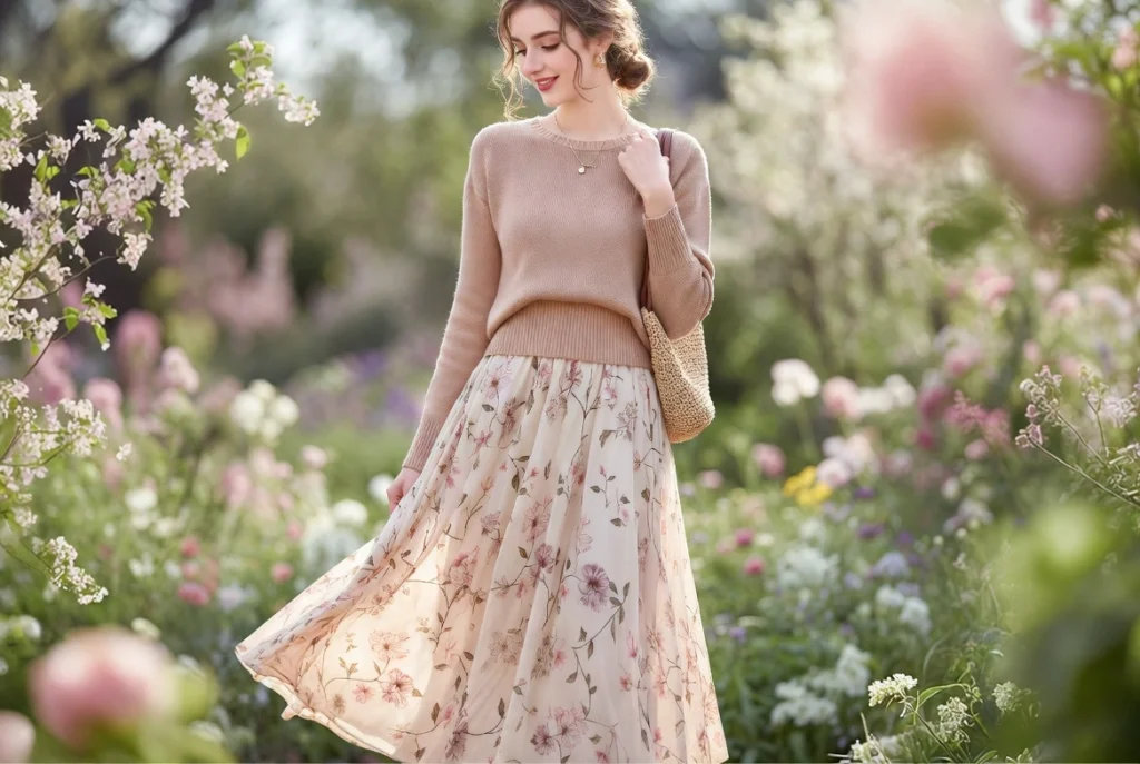 Floral Skirt and Sweater Softness