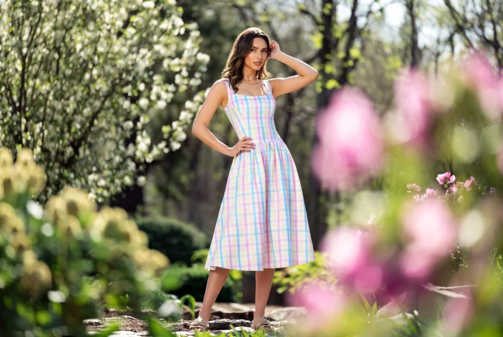 Gingham Midi Dress Charm