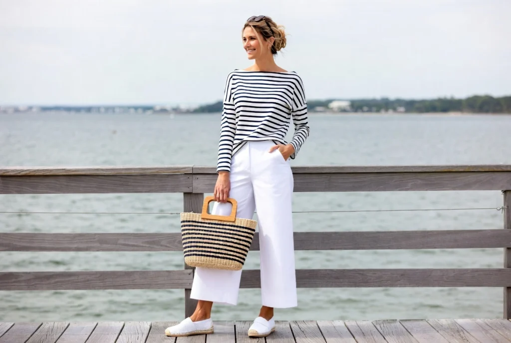 Striped Shirt and White Pants