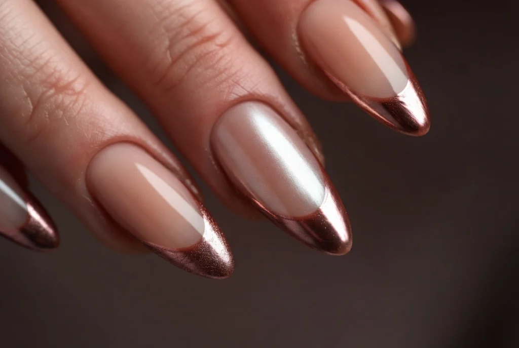 Chrome and Metallic French Tips