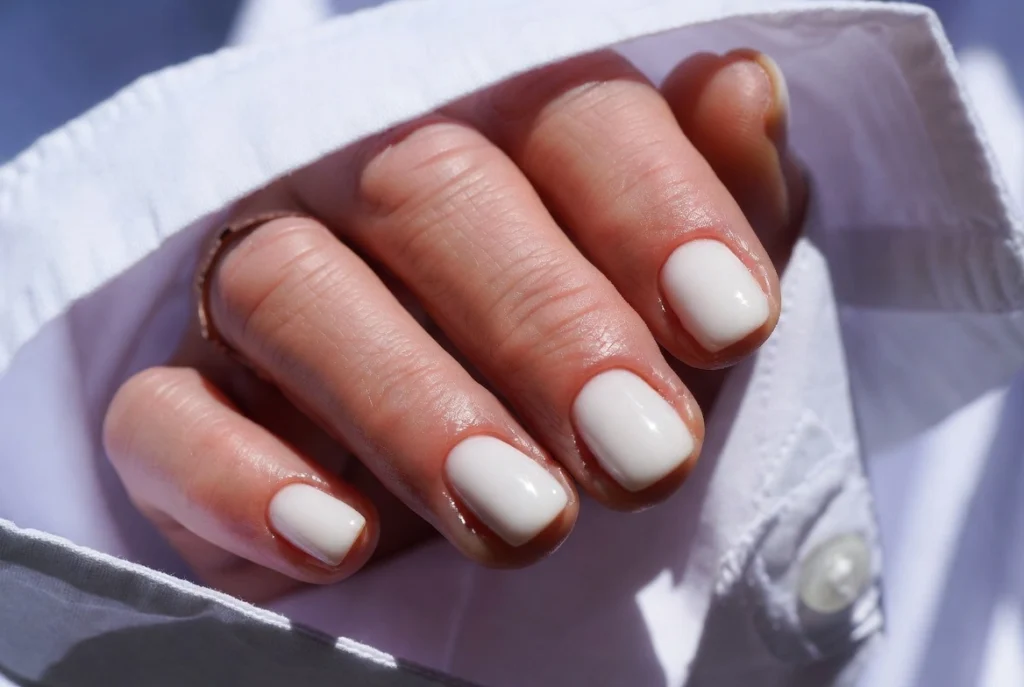 Crisp White Nails with a Glossy Finish