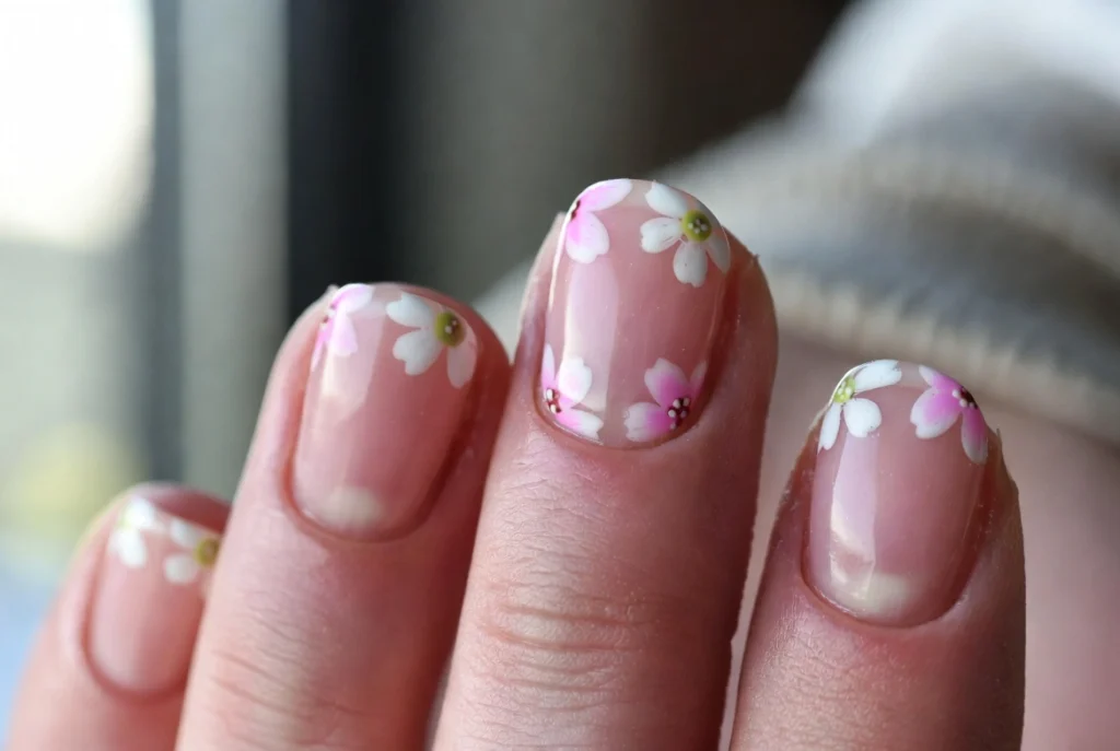 Floral French Tip Nail Designs
