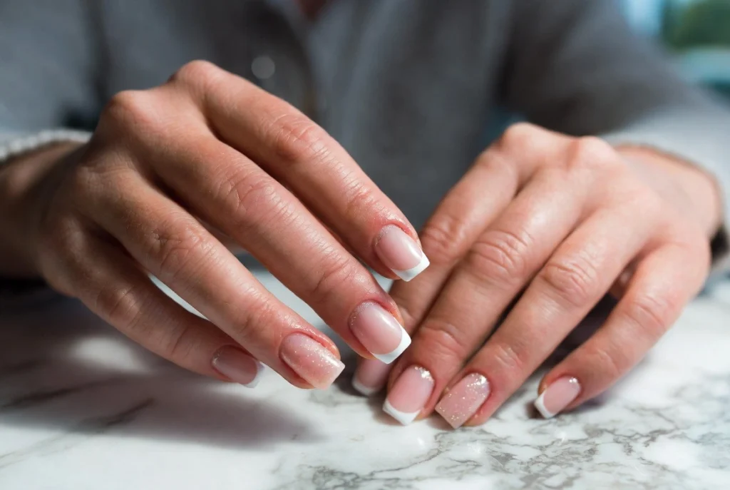 French Tips with a Sparkle Finish