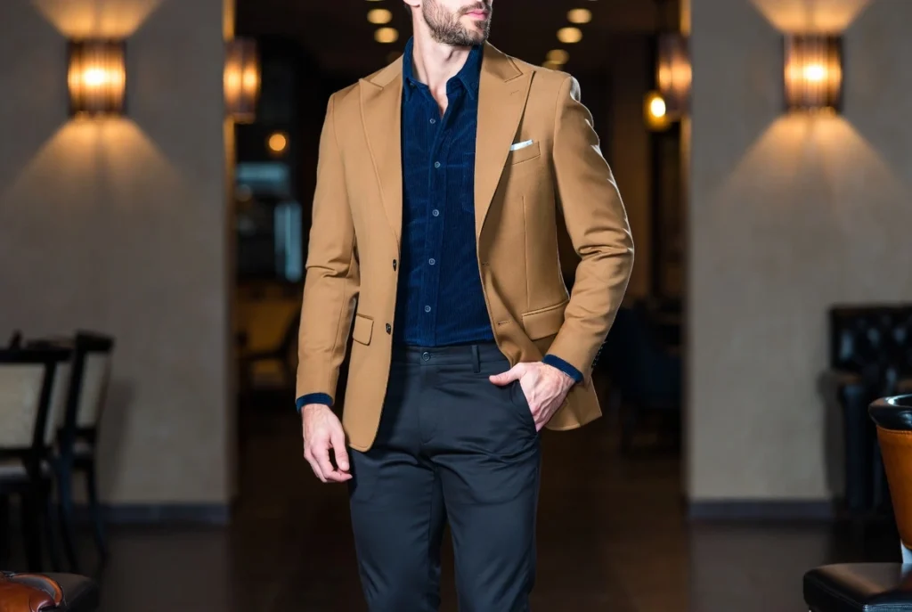 Corduroy Shirt Beneath Structured Blazer Smart Casual Elevation