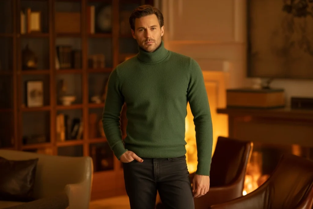 Dark Jeans and a Roll-Neck Sweater Autumn Evenings Refined