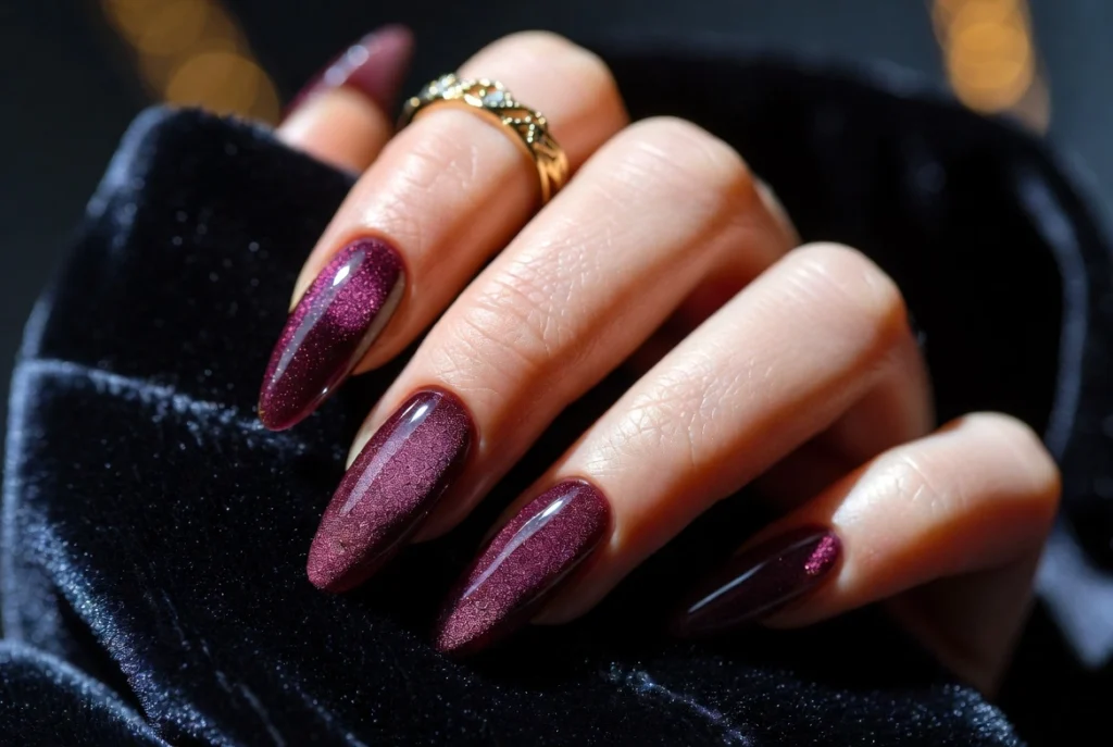 Deep Burgundy and Rich Wine Manicures