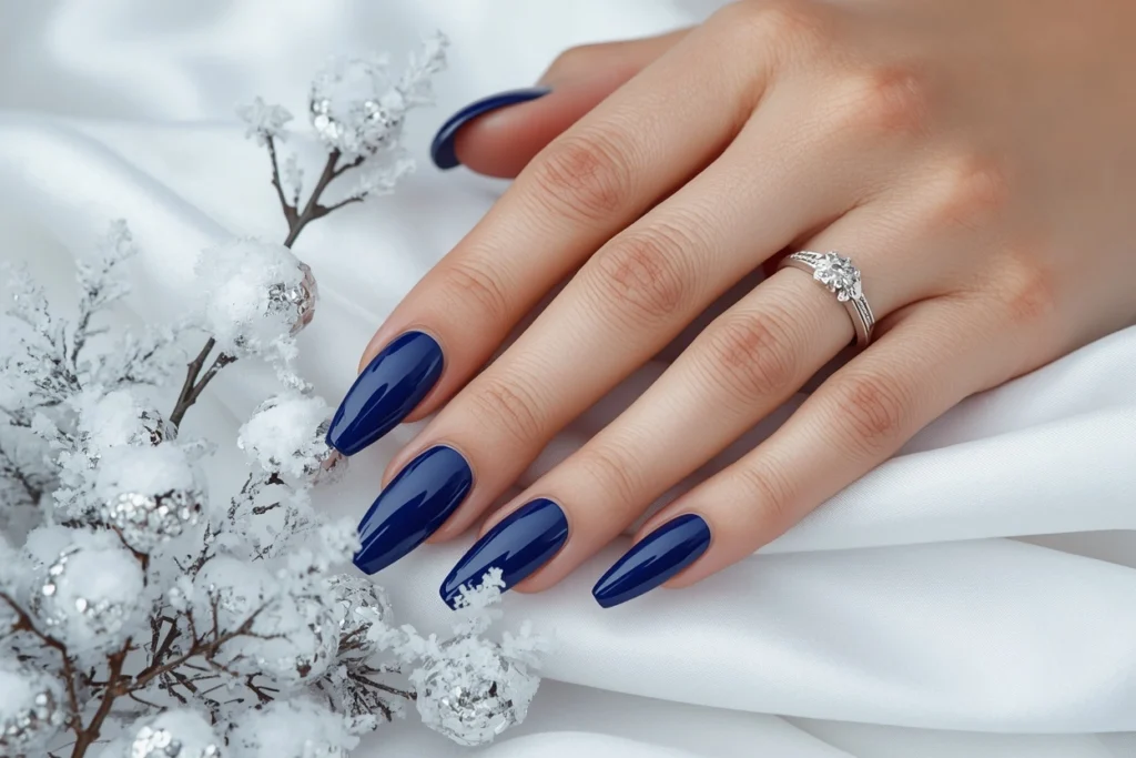 Deep Navy and Sapphire Blue Statement Nails