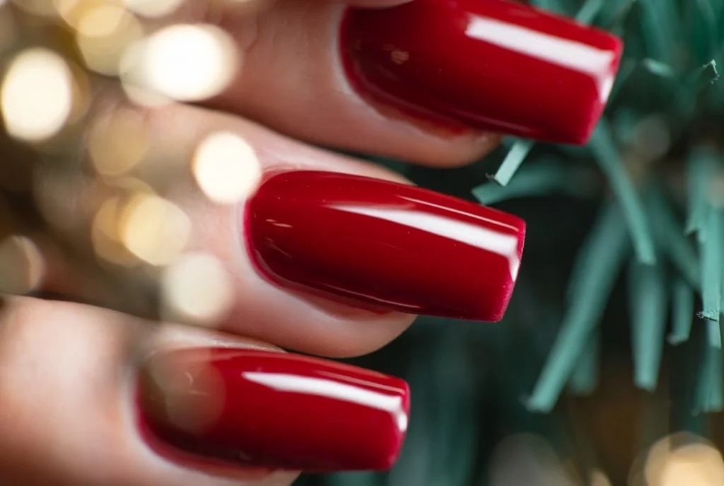 Glossy Red Holiday Statement Nails