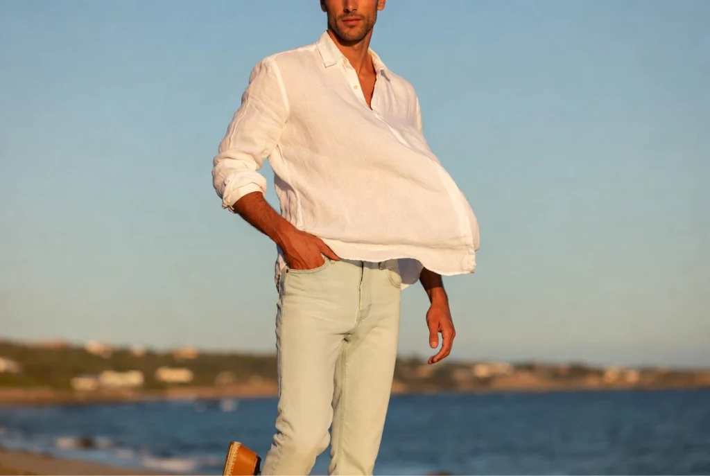 Light-Wash Jeans and a White Linen Shirt Summer Ease