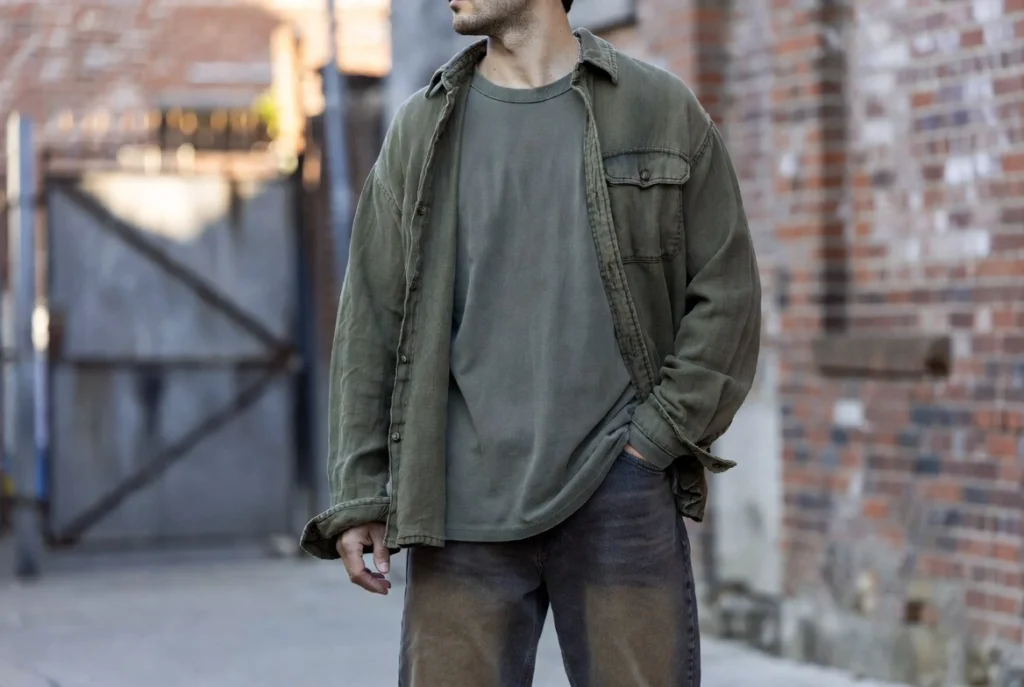 Overshirt and Straight Leg Baggy Denim
