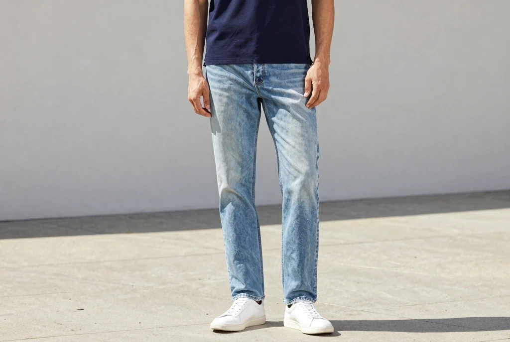 Pale Blue Jeans and a Navy Polo Shirt Preppy Casual Confidence