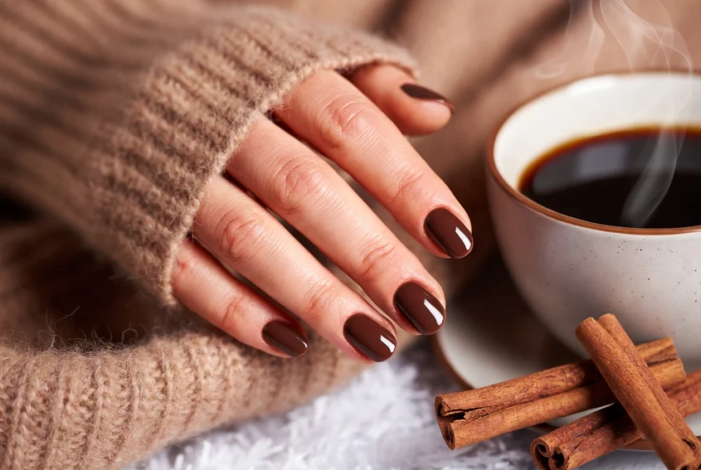 Rich Chocolate Brown Nails for Cozy Winter Warmth