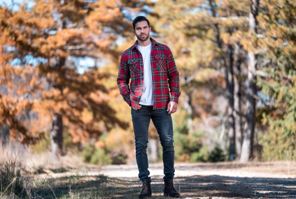 Slim Jeans and a Bold Flannel Shirt Rugged Casual Authority