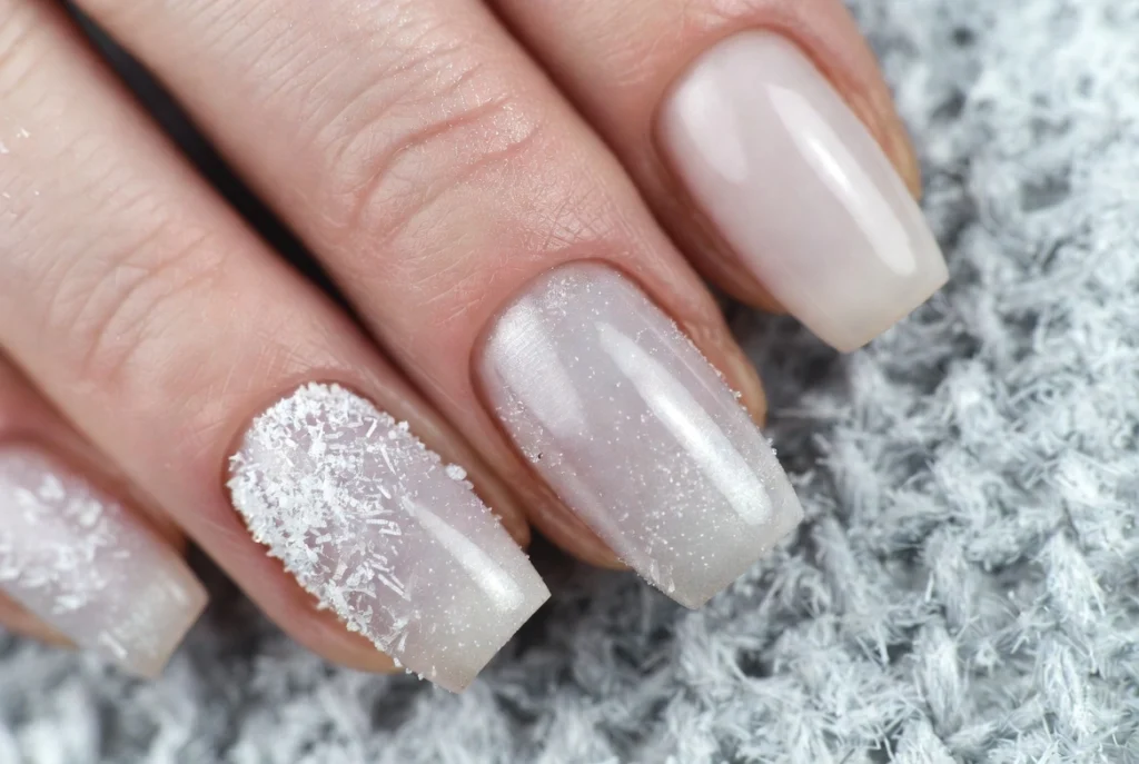 Squoval Frosty Neutral Sophisticated Nails