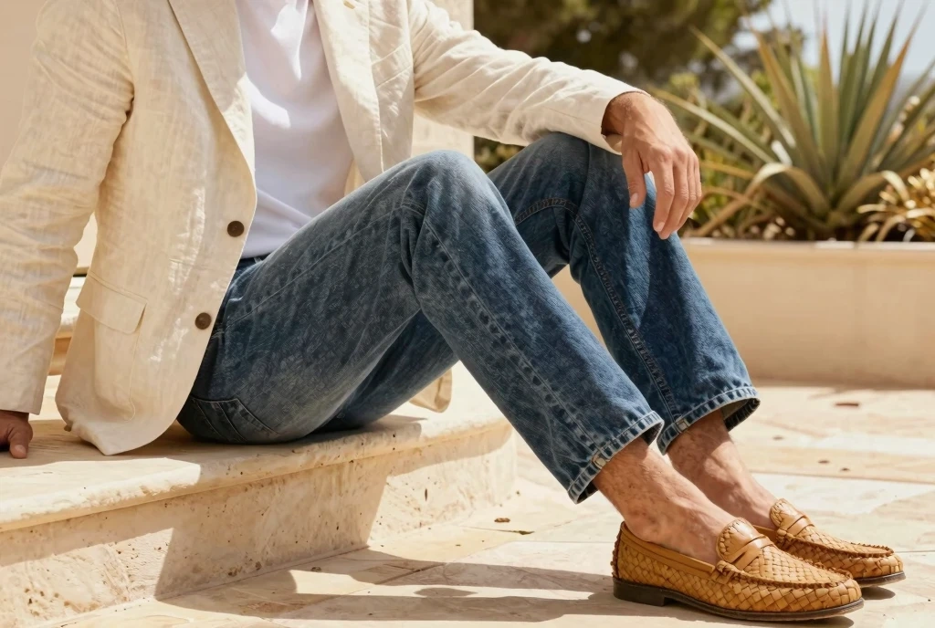 Straight Jeans and a Linen Blazer Warm-Weather Smart-Casual Mastery