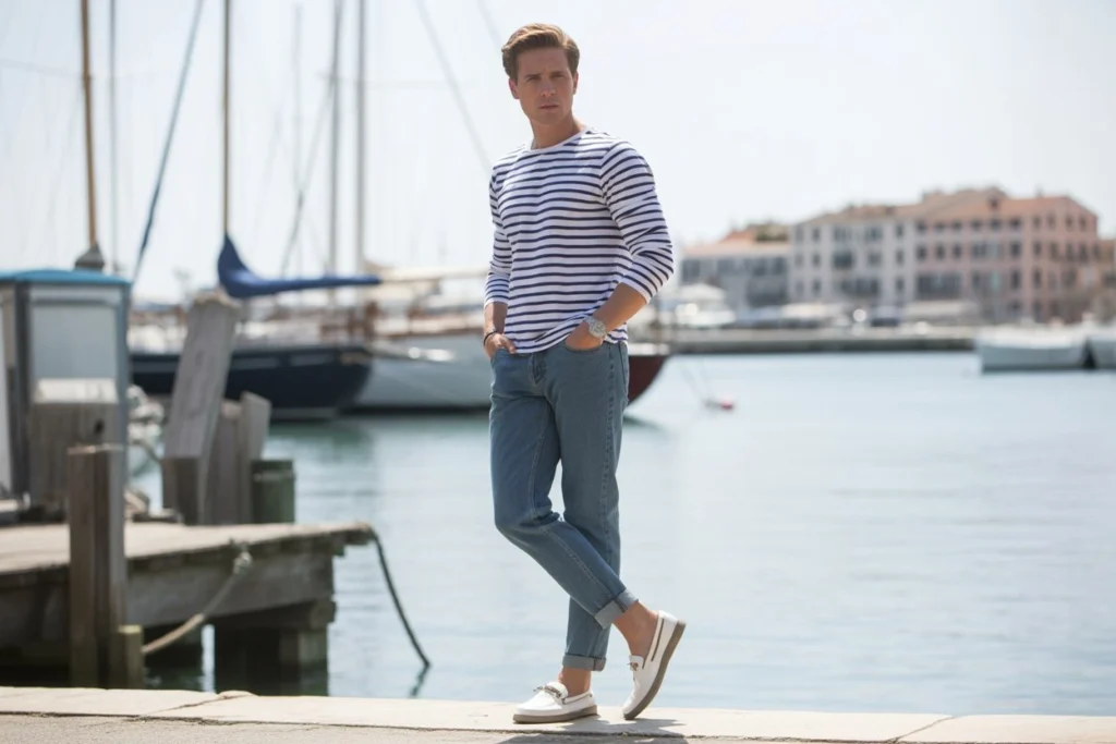Tapered Jeans and a Striped Breton Top Coastal Confidence