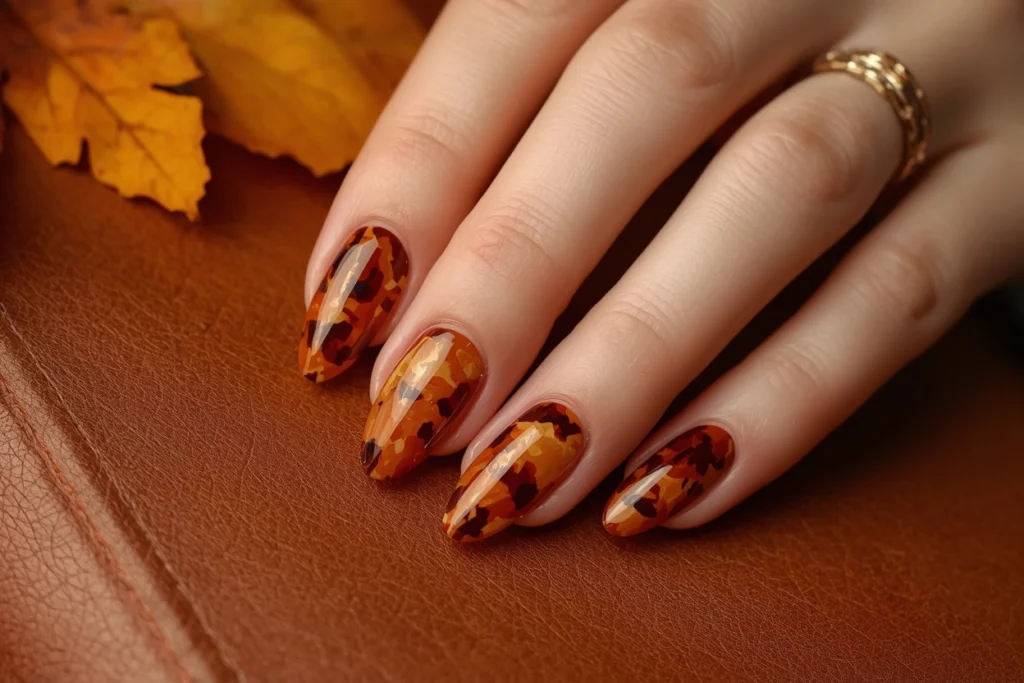 Tortoiseshell Nail Art with Winter Warmth