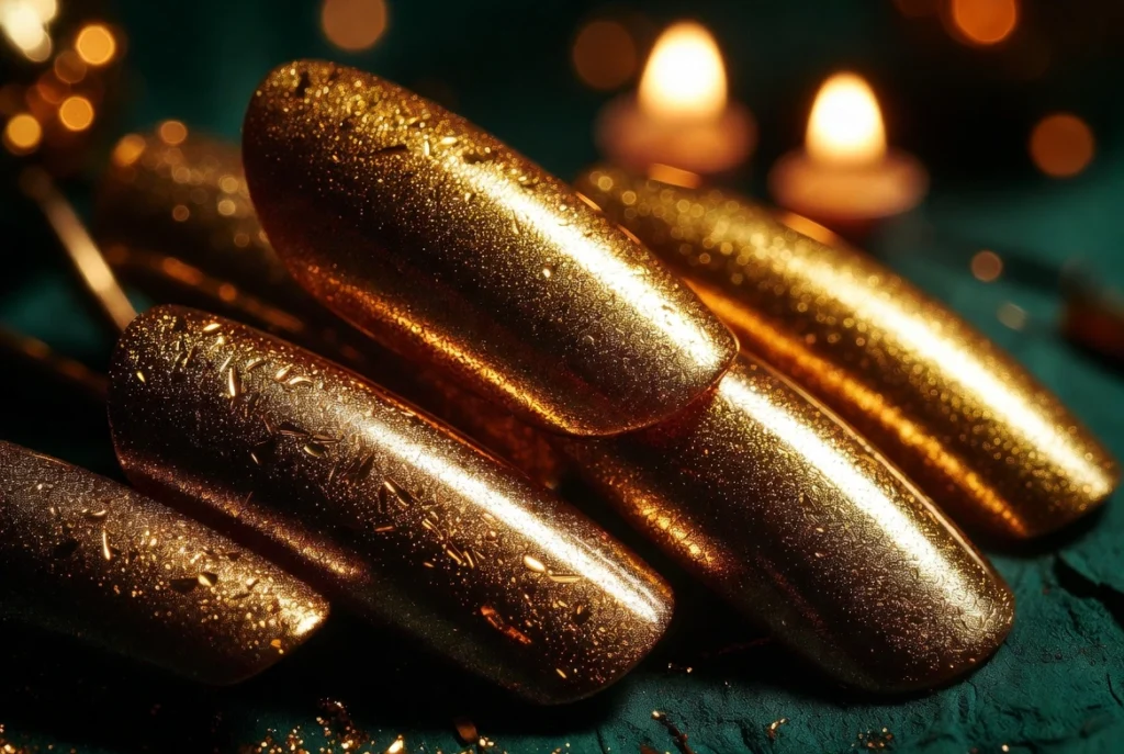 Warm Gold Metallic Festive Nail Glamour
