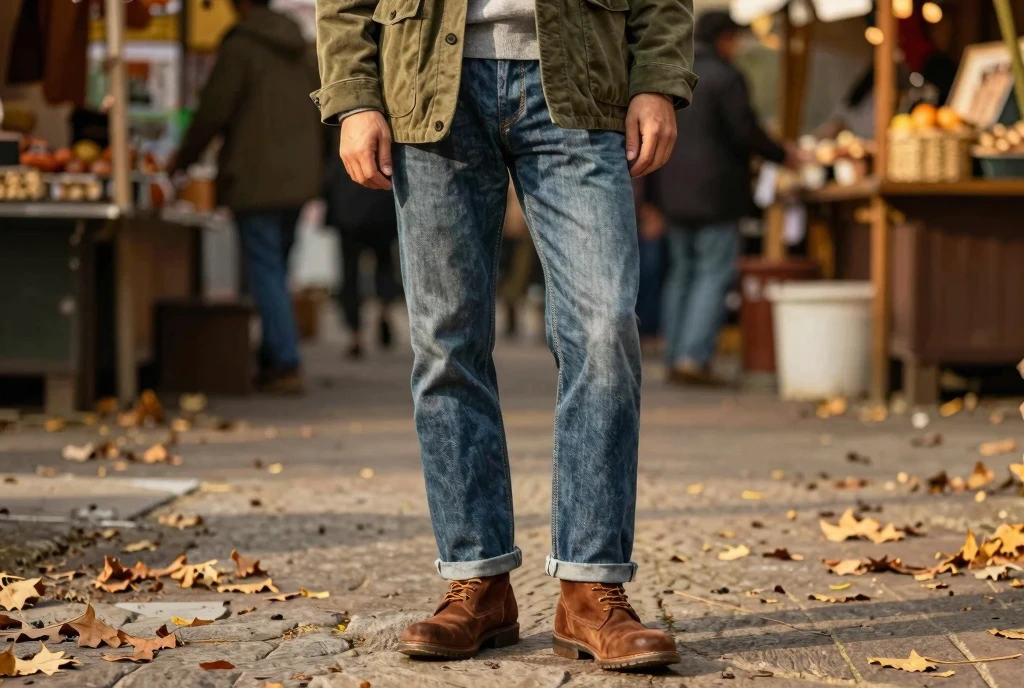  Washed Jeans and a Corduroy Jacket Textured Autumn Excellence