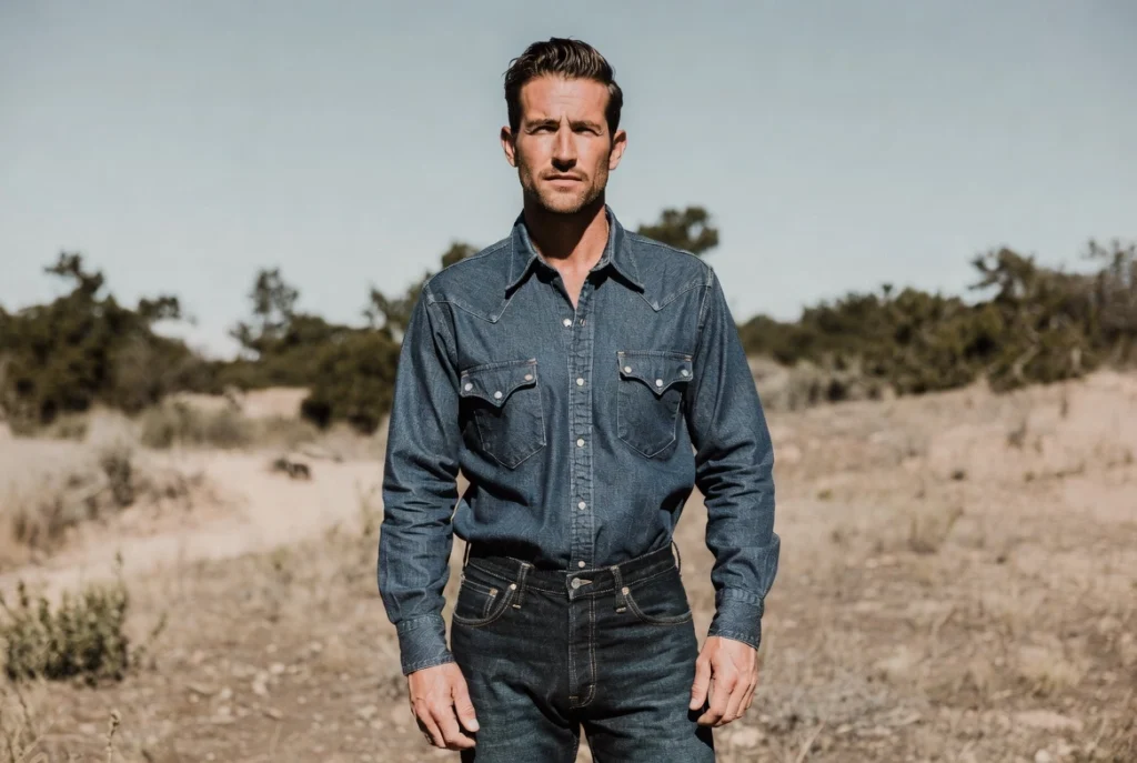 Western Denim Shirt With Raw Denim Jeans Heritage Confidence