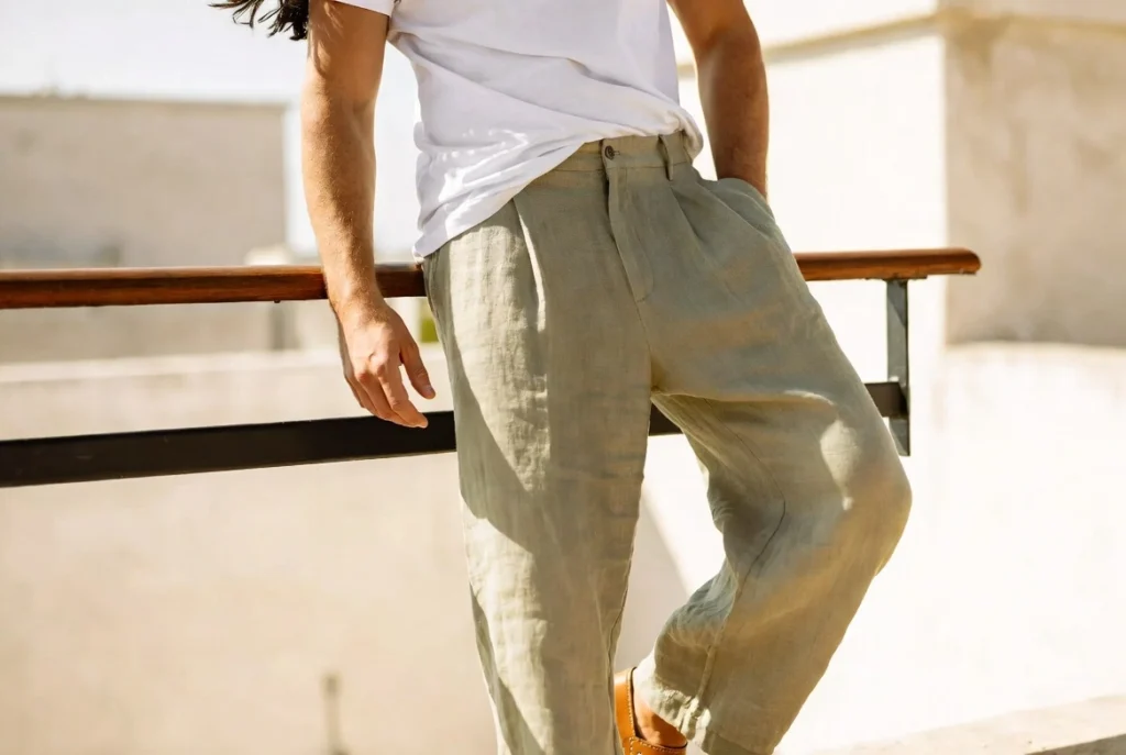 White Tee With Linen Trousers Summer Sophistication