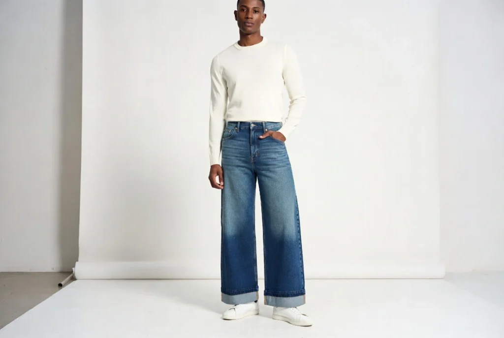 Wide-Leg Jeans and a Fitted Crewneck Bold Proportion Play