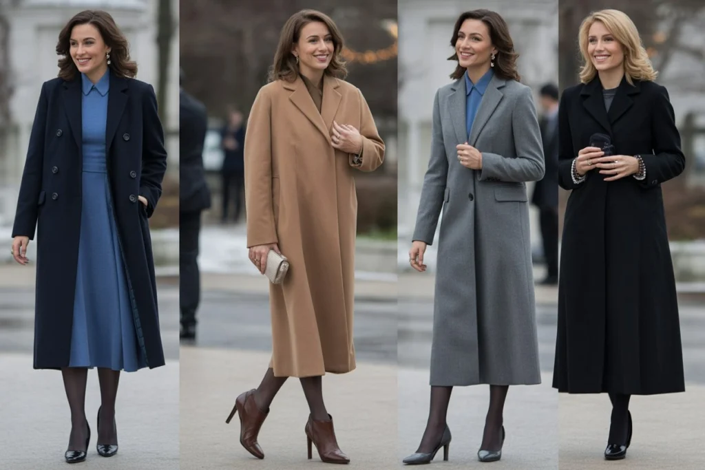 Wool Coat and Midi Dress